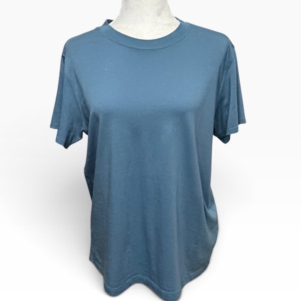 Lululemon All Yours Short Sleeve Tee Utility Blue Relaxed Back Seam Women Size M
